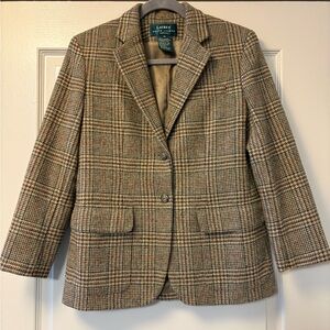 Lauren Ralph Lauren Women's Tan Plaid Blazer